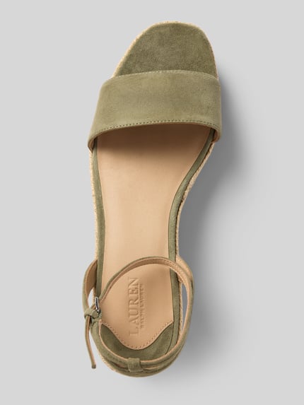 Lauren Ralph Lauren Wedges aus Leder mit Logo-Detail Modell 'LEONA' Khaki 3
