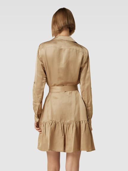 Lauren Ralph Lauren Knielanges Hemdblusenkleid in Wickel-Optik aus Viskose-Leinen-Mix Camel 5
