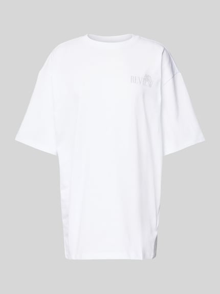 REVIEW Oversized T-Shirt mit Label-Print Weiss 2