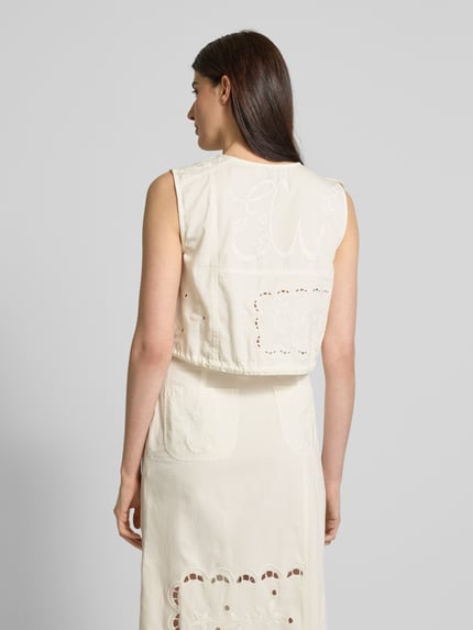 STELLA NOVA Regular fit blousetop met V-hals, model 'Elements' Wit - 5