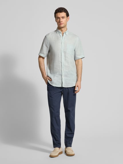 Christian Berg Men Regular Fit Freizeithemd aus Leinen Schilf 1