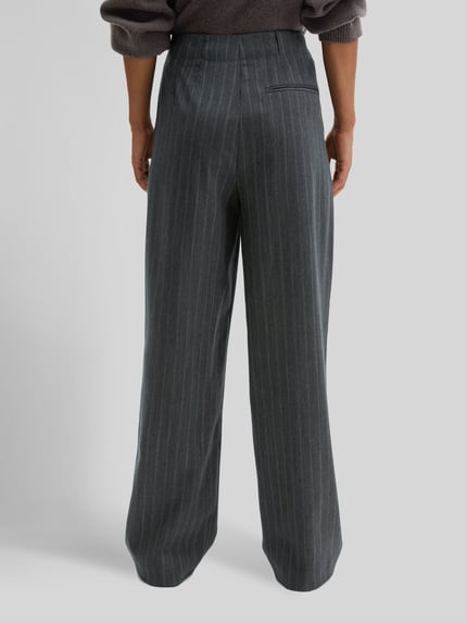 Marc O'Polo Regular Fit Hose aus Wolle mit Bundfalten Anthrazit 5