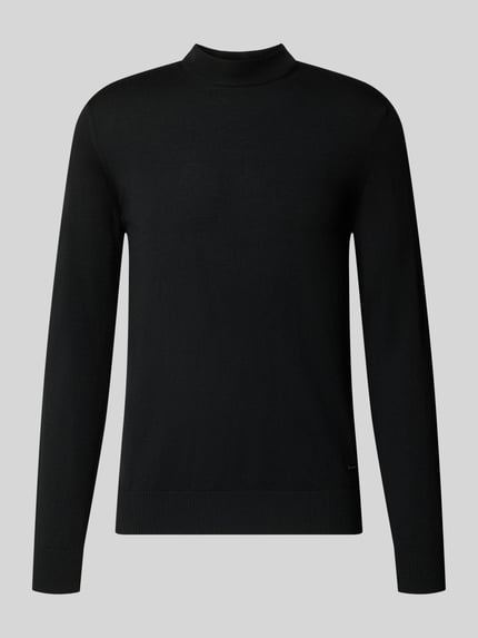 Produktfoto, schwarzer Regular Fit Pullover aus reiner Schurwolle Modell 'Davide' von JOOP! COLLECTION, glattes Strickmuster, einfarbig.