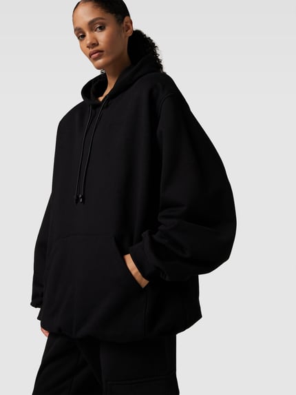 The Mannei Bluza z kapturem o kroju oversized z wyhaftowaną marką Czarny 3
