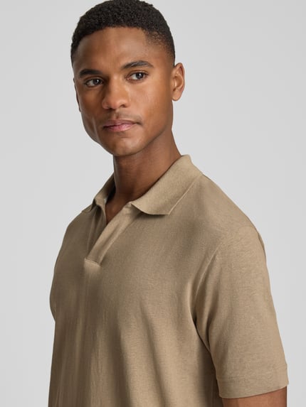 Marc O'Polo Regular Fit Poloshirt aus Baumwoll-Leinen-Mix Beige 3