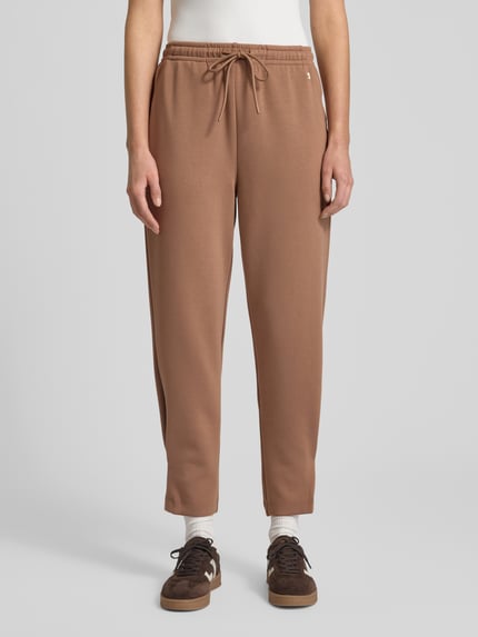 Fynch-Hatton Spodnie dresowe o kroju slim fit z mieszanki wiskozy z elastycznym pasem Jasnobrązowy 4