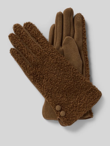EEM Regular Fit Handschuhe mit Kunstfellbesatz Hellbraun 1