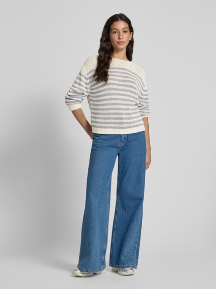 Marc O'Polo Comfort fit gebreide pullover van katoenmix Rookblauw - 1