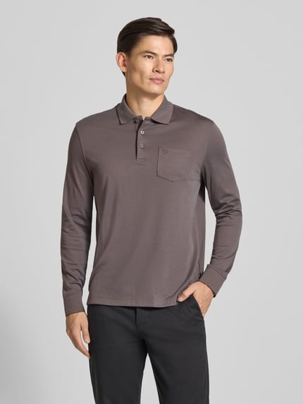bugatti koszulka polo o kroju regular fit z mieszanka bawełny z brustasza Średniobrązowy 4