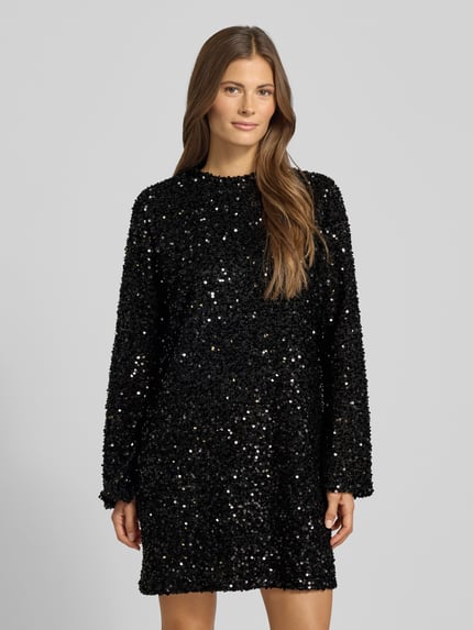 Jake*s Collection Knielange jurk met pailletten Zwart - 4