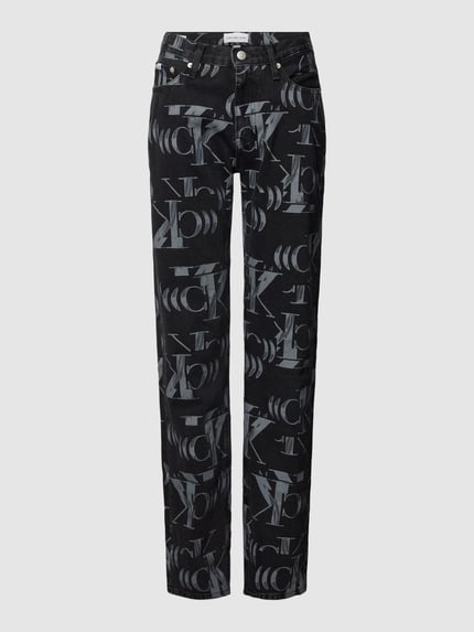 Calvin Klein Jeans Straight Leg Jeans mit Allover-Logo-Muster Black 2