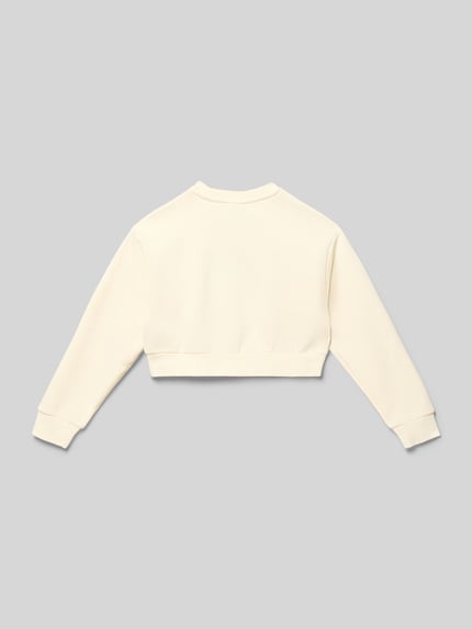 Produktfoto, Boxy Fit Sweatshirt mit Logo von adidas Originals, mieszanka bawełny, pudełkowy krój, okrągły dekolt, logo, kremowy kolor, gładka tekstura