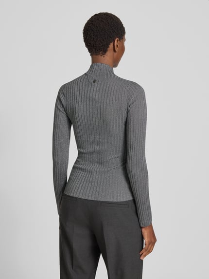 Liu Jo White Strickpullover mit Stehkragen Anthrazit 5
