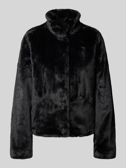 ONLY Regular Fit Webpelzjacke mit Stehkragen Modell 'NEWVIDA' Black 2