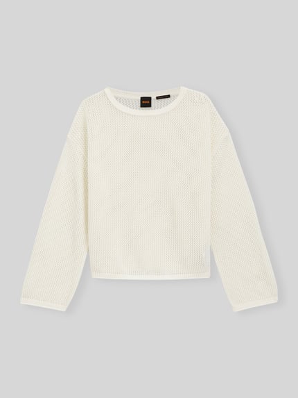 BOSS Orange Loose Fit Pullover aus reiner Baumwolle Modell 'C_FARDE' Offwhite 2