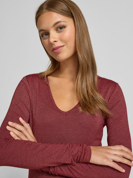 VERO MODA Regular fit shirt met lange mouwen van viscosemix, model 'LAVA' Donkerrood - 3