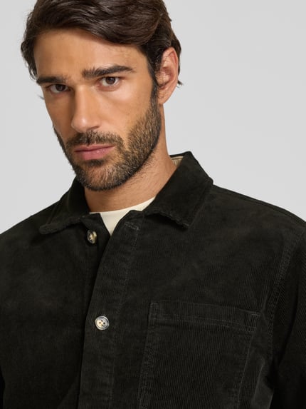 Lindbergh Modern fit overhemdjack met borstzak, model 'Superflex' Leem - 3