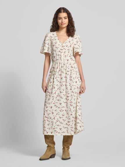 Marc O'Polo DENIM Tailliertes Freizeitkleid aus Viskose-Baumwoll-Mix Offwhite 4