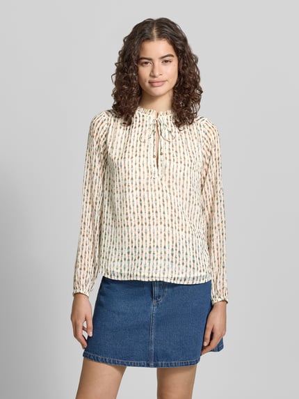Pepe Jeans Regular Fit Langarmbluse mit Allover-Muster Modell 'FALINA' Ecru 4
