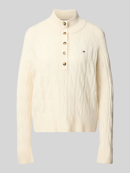 Tommy Hilfiger Pullover aus Wolle mit Knopfleiste Offwhite 2