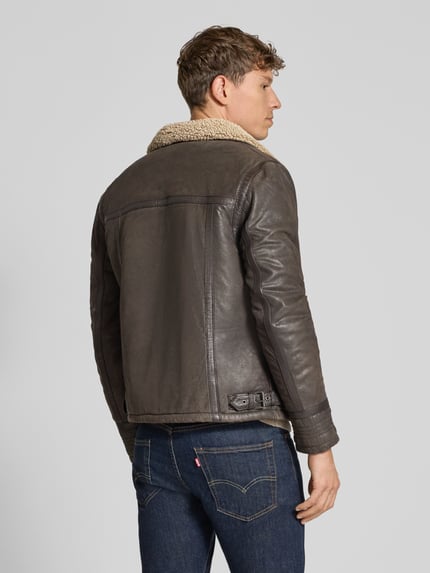 MAURITIUS Bikerjacke mit Reißverschlusstaschen Modell 'MARTICON' Dunkelbraun 5