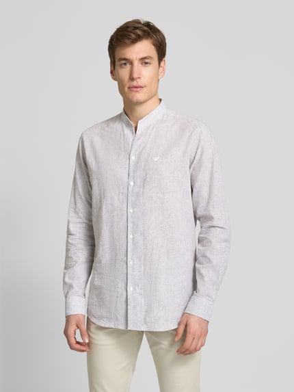 Emporio Armani Regular Fit Freizeithemd aus Leinen-Baumwoll-Mix Hellbraun 4