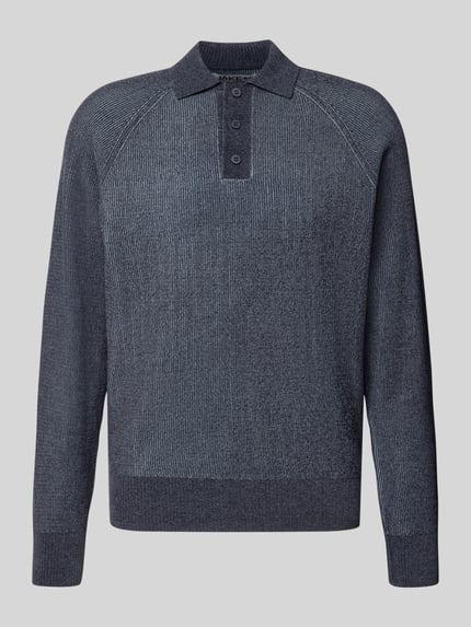 Produktfoto, Regular Fit Pullover mit Polokragen von Jake*s Studio Men in dunkelblau mit feiner Struktur, klassisch geschnitten.