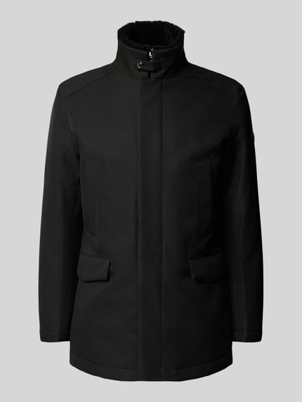 Produktfoto, Kurzmantel Modell 'DARRY' mit Stehkragen von JOOP!, unifarben schwarz, strukturierte Webware, Pattentaschen, Logo-Patch