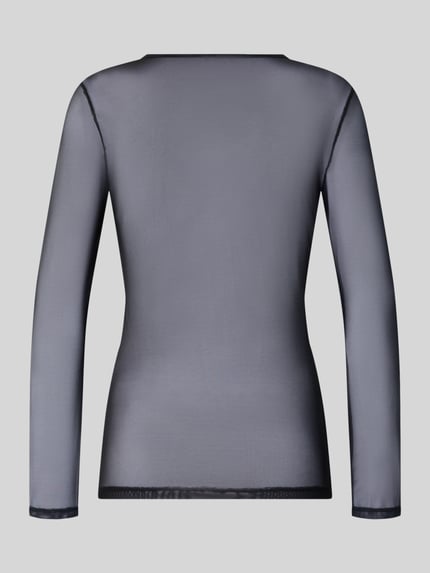 Produktfoto, Longsleeve mit Stretch-Anteil Modell 'Smooth Illusion' von Hanro, semitransparent, eng anliegend, grauer Stoff, Rückansicht.