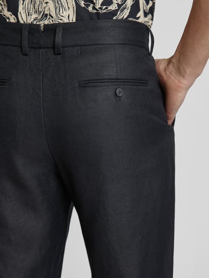 Selected Spodnie do garnituru o kroju slim fit zapinane na guzik i zamek błyskawiczny model ‘KONTOS’ Czarny 3