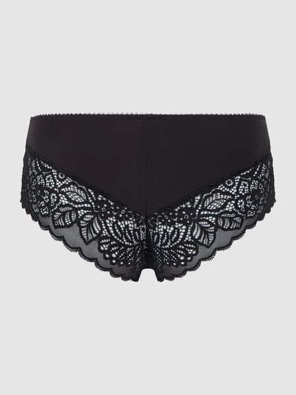 Triumph Slip met contrastgarnering, model 'Amourette' Zwart - 2
