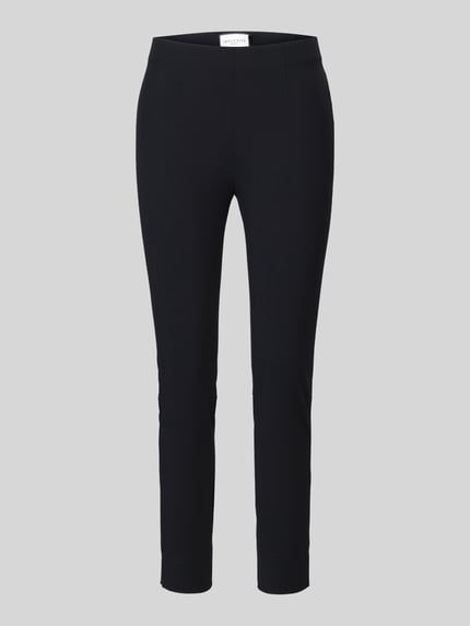 Productfoto, zwarte regular fit smalle broek met katoen van model 'SABRINA' van SEDUCTIVE, dames broek, gladde stof, effen kleur