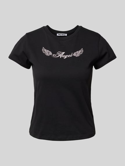 REVIEW T-shirt z nadrukowanym motywem Czarny 2