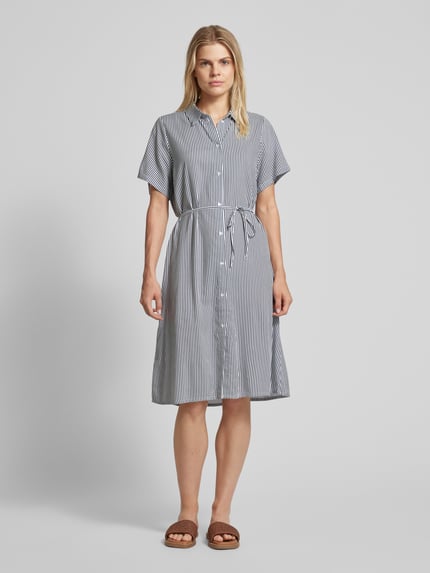 VILA Hemdblusenkleid aus Viskose mit Taillenband Modell 'Viragna' Marine 1