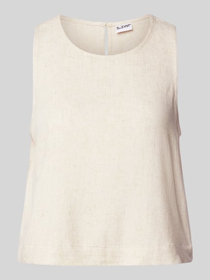 Jake*s Casual Loose Fit Crop Top aus Viskose-Leinen-Mix Beige 2