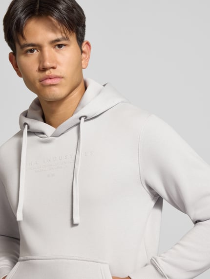 Alpha Industries Bluza z kapturem o kroju relaxed fit z mieszanki bawełny z detalem z logo Jasnoszary 3