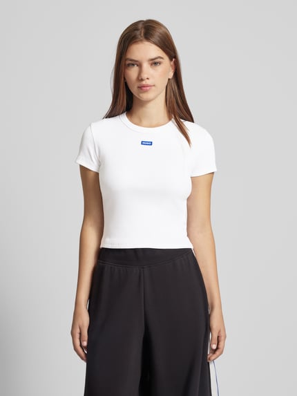 HUGO Blue Kort T-shirt met labeldetail Wit - 4
