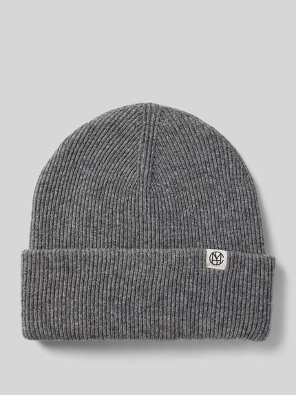MSCH Copenhagen Beanie van wol met labelpatch Donkergrijs gemêleerd - 1