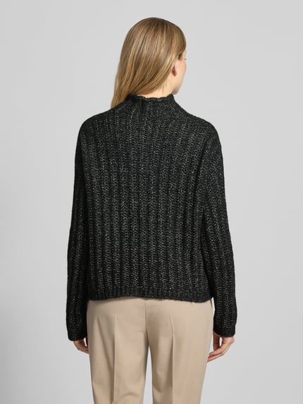 HUGO Sweter z dzianiny o kroju relaxed fit z mieszanki bawełny z dodatkiem wełny model ‘SAFINEYNY’ Czarny 5