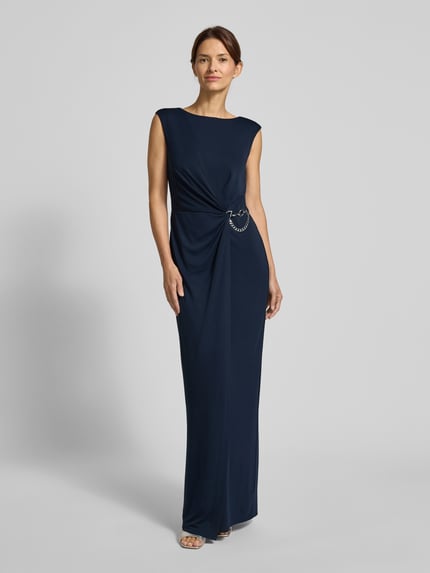Lauren Ralph Lauren Abendkleid mit Rundhalsausschnitt und Raffungen Modell 'EBRELLE' Dunkelblau 4