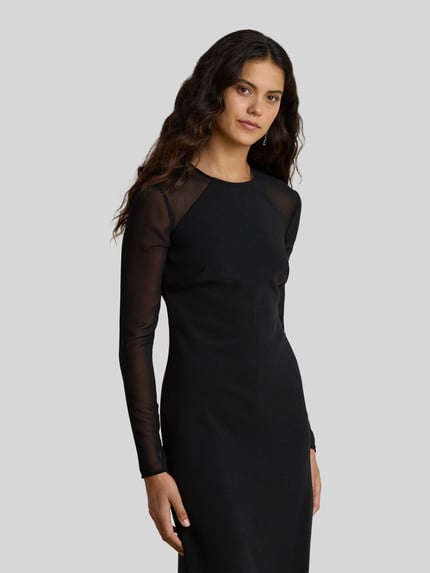 Lauren Ralph Lauren Eng anliegendes Abendkleid mit Seitenschlitz Black 1