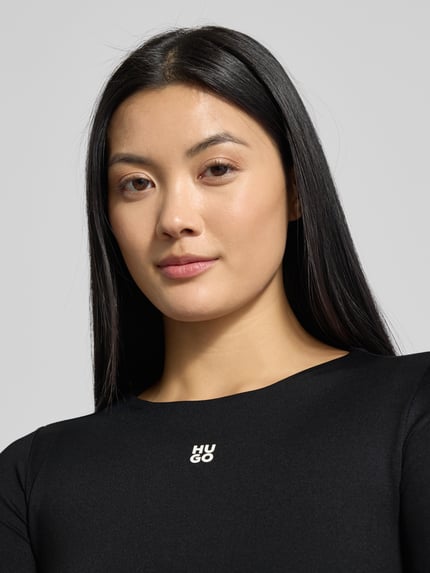 HUGO Slim fit shirt met lange mouwen van elastische jersey, model 'DASIIA' Zwart - 3