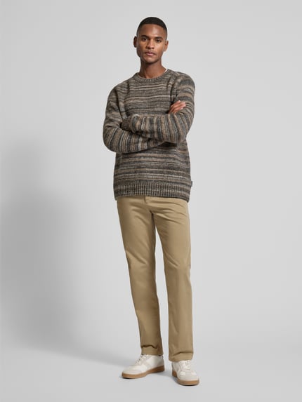 BOSS Orange Regular fit chino met ceintuurlussen Beige - 1
