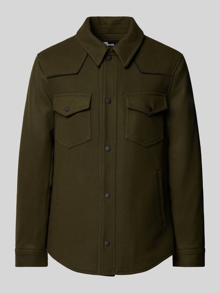 The Kooples Kurtka koszulowa z mieszanki wełny z kołnierzykiem typu kent Khaki 2