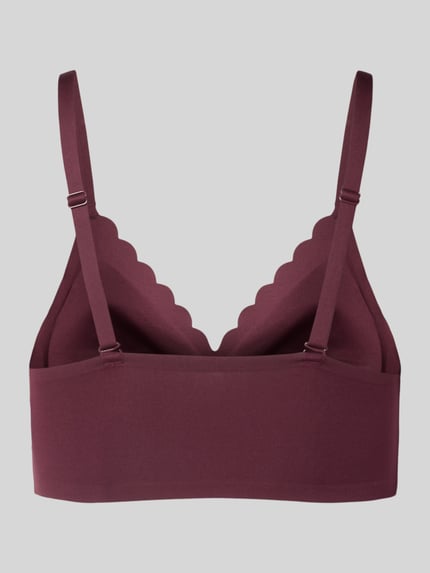 Produktfoto, Bandeau-Top mit Wellensaum Modell 'SENSATION' von SKINY, bordeauxfarben, glatte Oberfläche, verstellbare Spaghettiträger, Material-Mix mit Stretch-Anteil