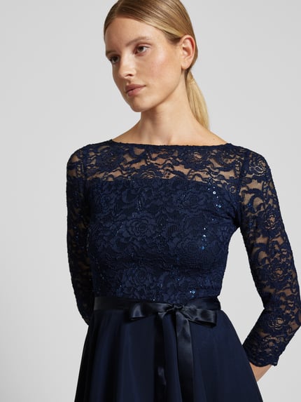 SWING Cocktailjurk van gehaakt kant, model 'STAMM' Marineblauw - 3