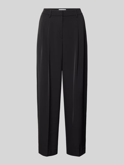 Produktfoto, Tapered Fit Hose mit Bundfalten von COMMA aus elastyczna mieszanka materiałów, zakładki w pasie, zapięcie na haftkę i zamek błyskawiczny, szerokość w rozmiarze 36: 48 cm, długość wewnętrzna nogawki w rozmiarze 36: 70 cm