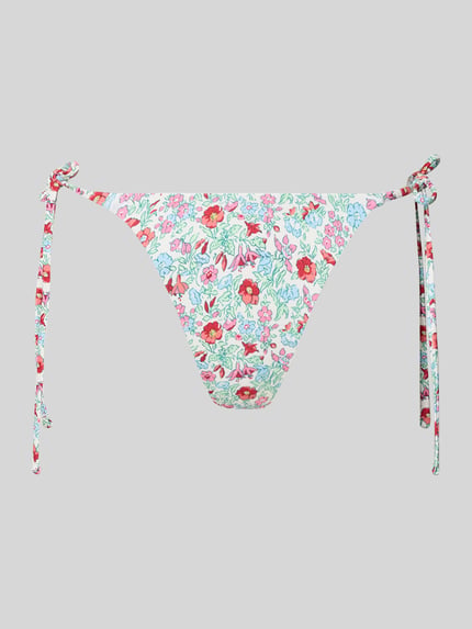 Produktfoto, Bikini-Höschen z wzorem na całej powierzchni, wiązany detal, Bikini-Höschen model 'BAOMI' od Pieces, moda kąpielowa, szary, czerwony, zielony, różowy, faktura gładka