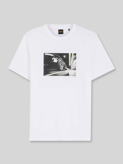 BOSS Orange męski t-shirt o kroju regular fit z czystej bawełny Biały 2