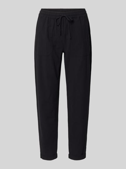 Produktfoto, Hose mit elastischem Bund und Tunnelzug Modell 'Cissie' von Soyaconcept in Schwarz, reine Baumwolle mit Relaxed Fit, glatte Struktur